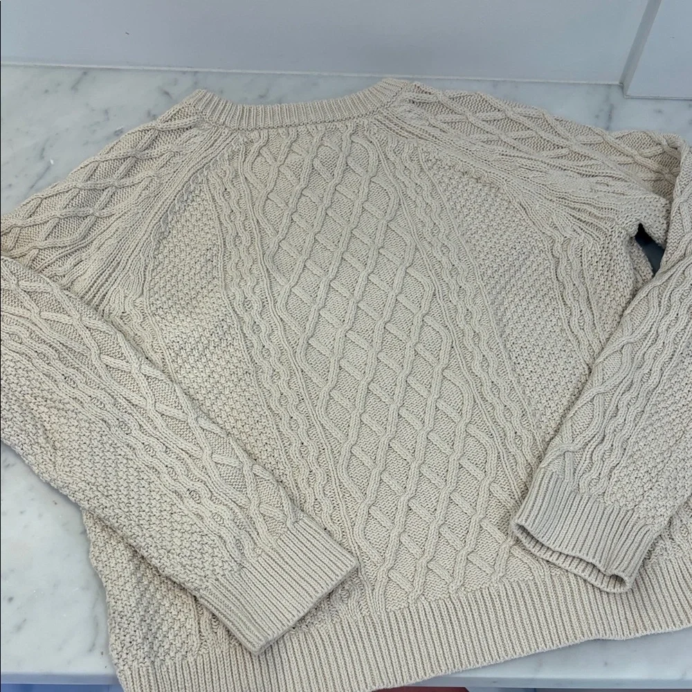 J. Crew Cream Cable Knit fisherman’s Sweater - Classic Textured Pullover